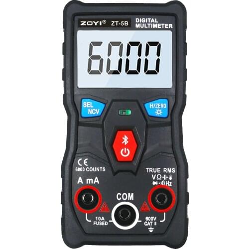 ZT-5B Digital Multimeter Auto-Ranging True RMS 6000 Counts Voltmeter Volt Amp Ohm Hz NCV Diode Capacitance Temp