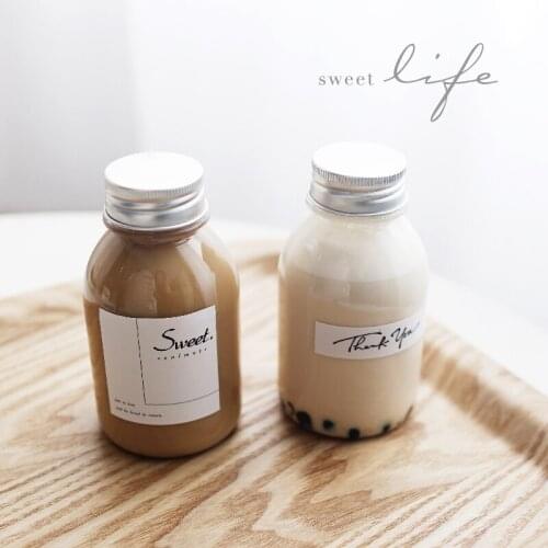 10pcs Net red 250ml ice coffee bottles foil lid yogurt bottle milk tea cup party PET drinking bottle small juice cup with cover