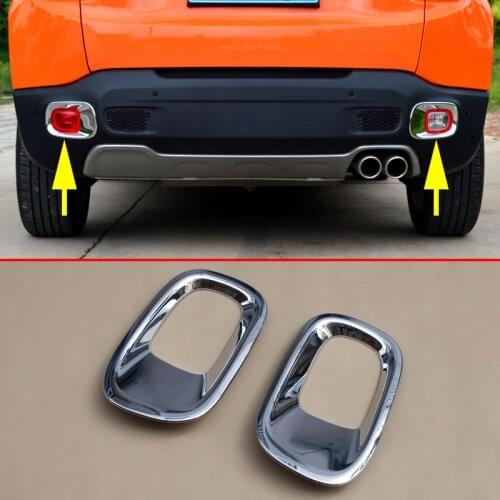 2PCS Chrome Rear Bumper Reflector Cover For Jeep Renegade BU ABS Fog Light Foglight Lamp Overlays Molding Accessories Trims