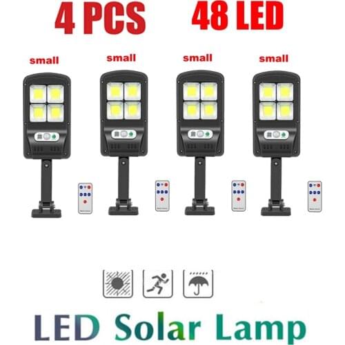 4pcs tabular oblong 48 LED Solar LED Light Outdoor 4 Head Motion Sensor Remote Control Wide Angle Illumination solar Wall Lamp