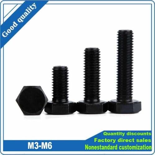 GB5783 DIN933 Black 304 Stainless Steel External Hex Outside Hexagonal Head Cap Screws Bolts M3 M4 M5 M6 Thread Length 6-100mm