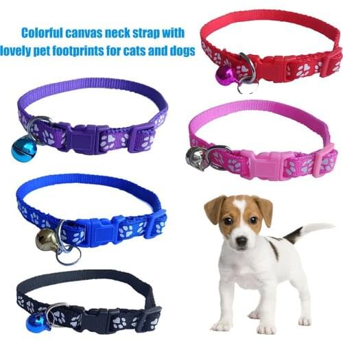 Adjustable Pet Collar Footprint Neck Strap Puppy Supplies with Bell Accessories