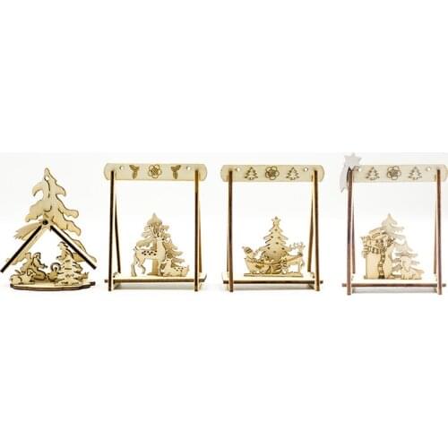 3D Elk Santa Snowman Wooden DIY Ornaments New Year 2020 Kids Gift Noel Crafts Christmas Decoration for Home Navidad 2019 Supply