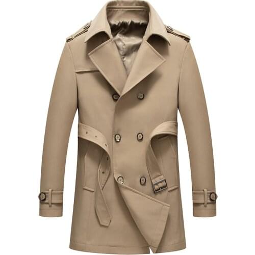 2021 double-breasted Autumn Trench Coat Men Jackets Casual Outwear Windbreaker Jacket Slim Lapel Long Coats Large Size S-3XL