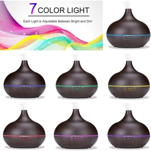 400 ml Electric Air Humidifier wood Grain Aroma Diffuser Aroma Treatment Eessential Oil Diffuser 7 Color LED Night Light
