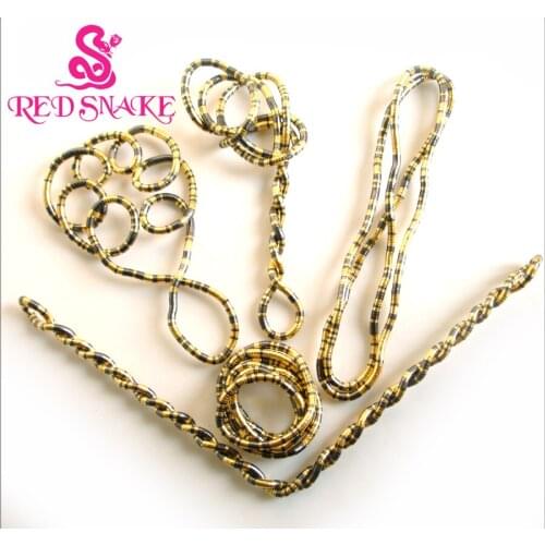 RED SNAKE 5pcs/lot Bendy Fashion Flexible Gold+Black Mixedcolor Snake Necklace 90cm*5mm Larger Manufactory Price