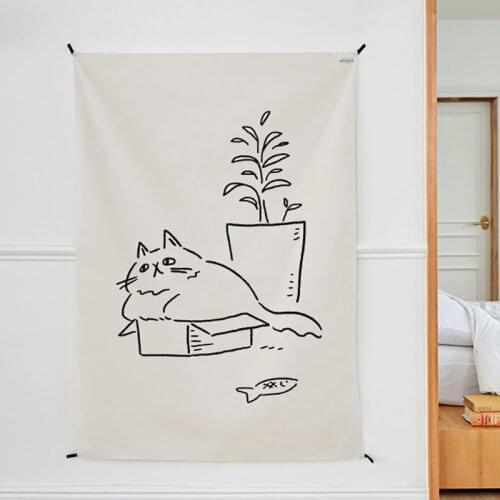 Tapestry Wall Hanging Bedroom Kawaii Room Decor Cat Kids White Blanket Background Cloth Wall Cloth Tapestries For Home Decor
