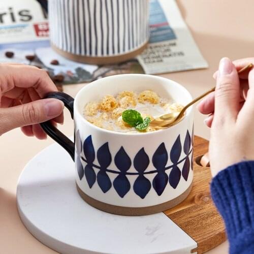 Blue Color Ceramic Mug Cup Creative Ins new Chinese style simple home office breakfast coffee Milk water cup Red