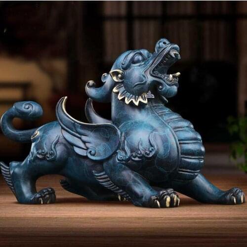 2021 Home store Company SHOP mascot talisman Bring wealth money GOOD LUCK Dragon PI XIU BRONZE Sculpture FENG SHUI decor Statue
