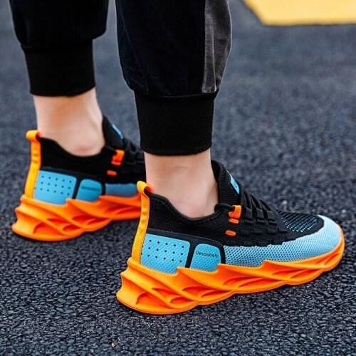 New Jelly Bottom Flying Weave Breathable Lightweight Sports Casual Outdoor Leisure Mens Shoes Male Trend Mens Fashion Sneakers