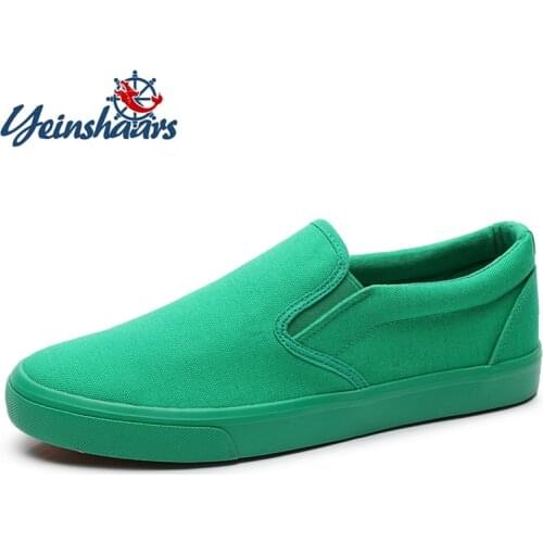 YEINSHAARS New Canvas Driving Shoes Men Green Black Yellow White Vulcanized Lazy Canvas Shoes Mens Designer Sneakers Fashion Men