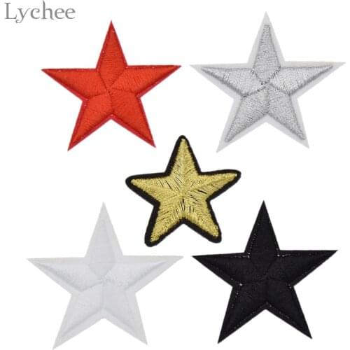 Lychee 10pcs Iron On Star Patches Appliques On Clothes DIY Apparel Accessories Handmade Sew On Fabric Star Badges Cloth Ornament
