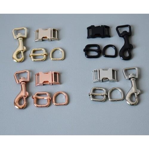 50 set 15mm metal buckle+adjust buckle+D ring+dog clasp plated metal buckle safety clasp DIY collar leash sewing accessories