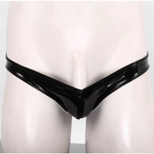 Mens Male Wetlook Lingerie Panties No Waist Hanging Slip Hommes Thong Open Butt Mini Jockstraps Bulge Pouch Underwear Underpants