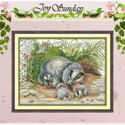 The badger family Patterns Counted Cross Stitch 11CT 14CT Cross Stitch Set Wholesale Cross-stitch Kit Embroidery Needlework