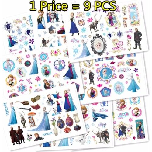 SHNAPIGN 9 pcs/lot Ice Princess Temporary Body Arts, Flash Tattoo Stickers 17*10cm, Waterproof Children Loves Toy Tatoo Stickers