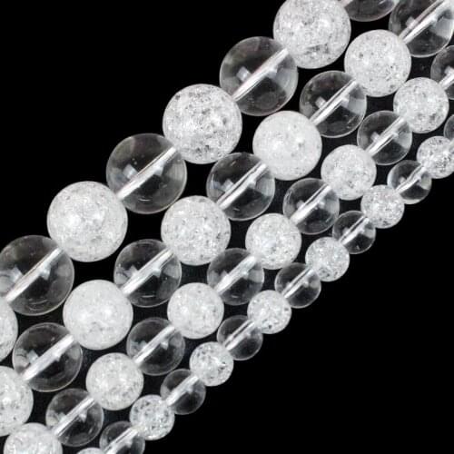 Natural Stone White Cracked Clear Quartz Crystal Beads Round Loose Beads For Jewelry Making Diy 6-12mm Pick Size Wholesale