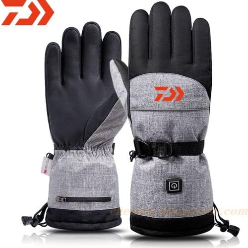 Daiwa 2021 New Outdoor Electric Heating Snowboard Ski Gloves Snow Mittens Windproof Waterproof Men Women Fishing Skiing Gloves