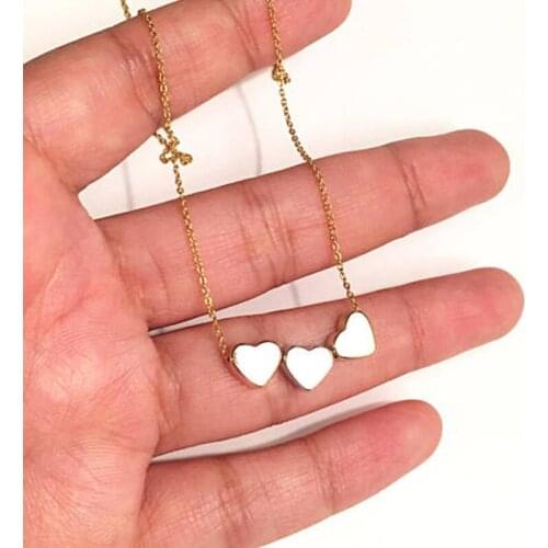 New Necklace 2021 Three Heart Pendant Necklaces for Women Clavicle Chains Necklace Jewelry Accessories Gift Collares