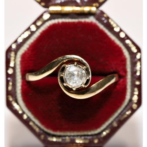 Antique Original Victorian Time 14k Gold Natural Diamond Decorated Solitaire Amazing Pretty Ring