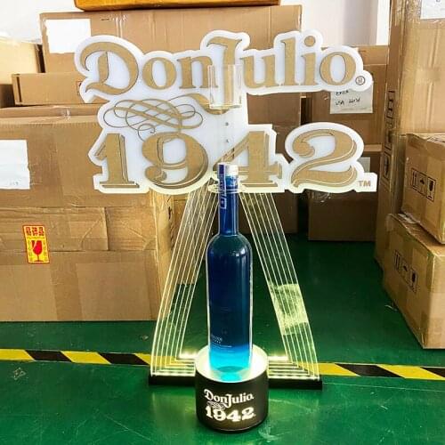 Rechargeable Acrylic LED Shot Glasses VIP Service Tray with Illuminated Bottle Holder Display