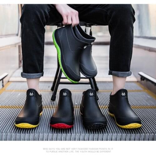 Slip on Rain Boots Men Waterproof Silicone Shoes Male Kitchen Work Shoes Safety Rainboots 2021 Fashion Couple Ankle Rain Boots