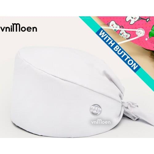 White nursing hats Working Cap Adjustable doctor Working Hat with Button, Sweatband Cap, Ponytail Holder Tie Back Hats for Women