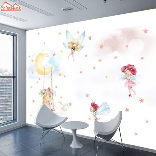 ShineHome-Large Custom Wallpapers for 3 d Walls Living Room Cartoon Elf Kids Baby Girl Wallpaper Wall Paper Bedroom Home Decor