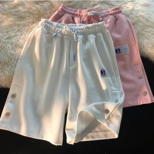 Breasted design sports shorts casual all-match outer wear elastic waist five-point pants trend shorts female High waist shorts