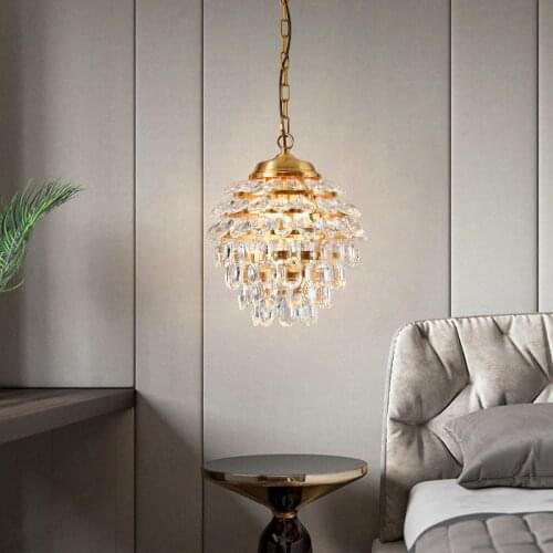 Modern K9 Crystal Copper Gold Chandelier Luxury Creative Nordic LED Chandelier Lighting Bedroom Living Room Hallway Hanging Lamp