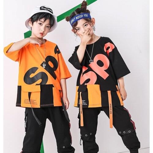 Pally elves Boys Girls Short Sleeve Loose T-shirt Letter Pattern Ribbon Design Streetwear