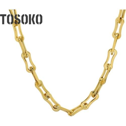 TOSOKO Stainless Steel Jewelry Mountain Wave Relief Pendant Necklace Couple Fashion Clavicle Chain BSP013
