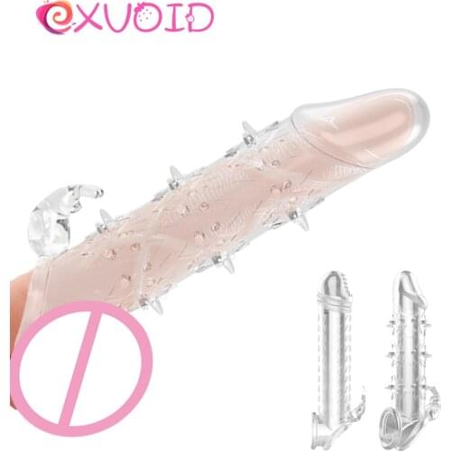 EXVOID Delay Ejaculation Sex Shop Penis Sleeve Cock Enlarger Ring Penis Extender Enlarger Silicone Crystal Sex Toys For Couples
