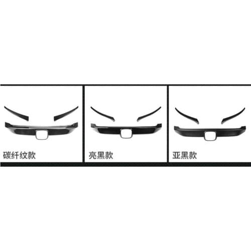 High Quality Black Brightness Carbon Fiber Grille Decoration 2016 2017 FOR Honda Civic grille trim headlight eyebrow