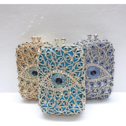 XIYUAN 100% Handmade Socialite Evening Bags Luxury Diamond Ladies Clutch Bag gold blue Women Purse special Party Clutch wallet