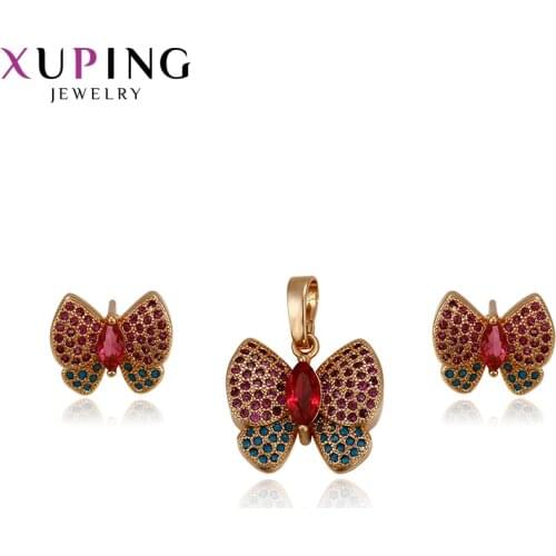 Xuping Fashion Butterfly Shape Sets New Arrival Style High Quality Charm Jewelry for Women Valentines Day Gift 64191