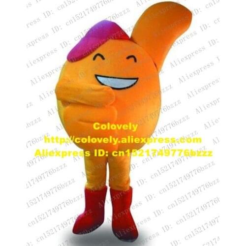 Vivid Orange Finger Mascot Costume Mascotte Thumb BIGTHUM Hand Palm Adult With Small Purple Cap Happy Face No.3638 Free Ship
