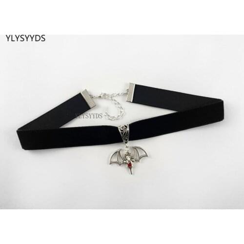 Goth Black Velvet with Bat Charm Choker Gothic Witch Halloween Rock Necklace Jewelry Women Gift Wholesale Statement Fashion