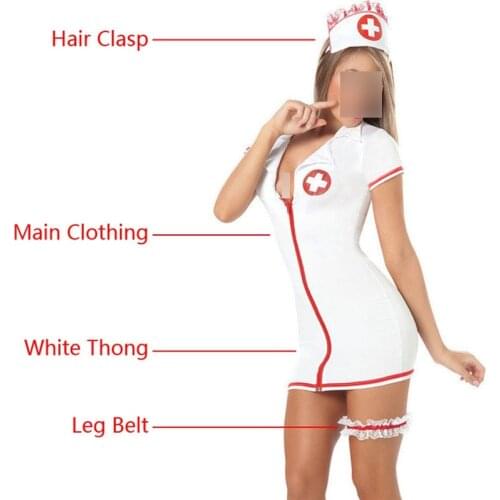 2020 Women Nurse Uniform Cosplay Costumes Sexy Female Lingerie 4Pcs Outfit Sets Ladies Fashion Girl Clothing Suit