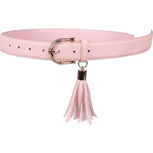 Angry Snake Women Belt Solid Color belt Pink Cute All-Match Belt Tassel Pendant Belt For Women