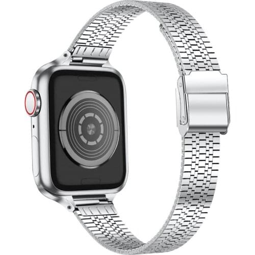 Women Slim Metal Band for Apple Watch 6 SE Bands 40mm 44mm Stainless Steel Bracelet Strap for iWatch 5/4/3/2/1 38mm 42mm Belt