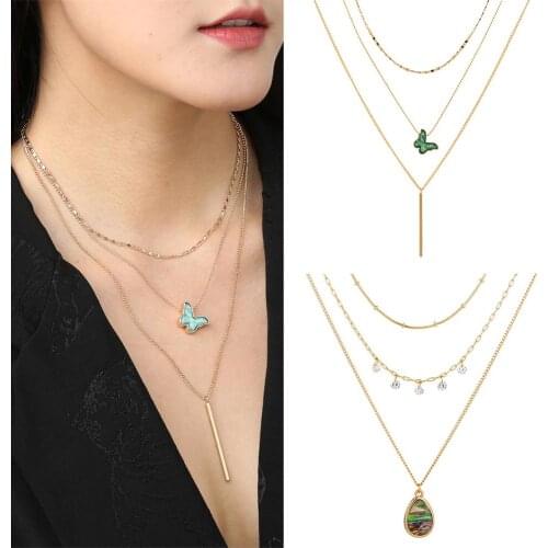 Women Multi-layer Bohemian Tassel Butterfly Necklace Clavicle Chain Jewelry Gift Necklace Jewelry Charm Womans accesories Neckl