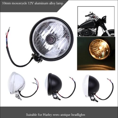 10mm Motorcycle Universal Front Headlight Round Headlamp For Harley