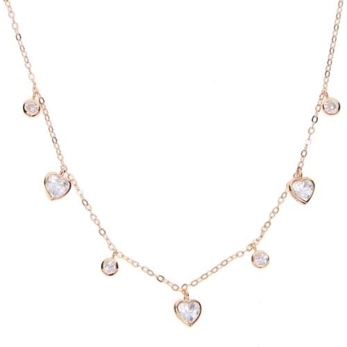 2018 valentines gift lovers girlfriend gift Heart cubic zirconia sparking heart charm 925 silver choker dainty fashion necklace