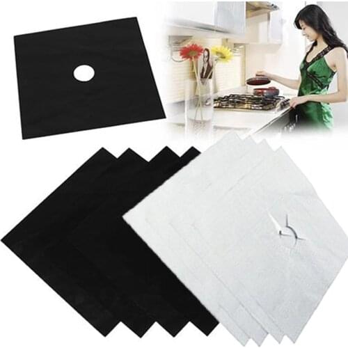 4Pcs/set Reusable Gas Stove Protector Non-Stick Glass Fiber Gas Stove Cover Mat Pad Clean Liner For Kitchen Cookware