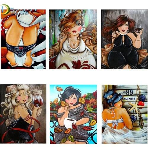 5D Diy Diamond Painting Full Square Cartoon Comic Fat Lady Series Cross Stitch Handmade Diamond Embroidery Home Decor Gift