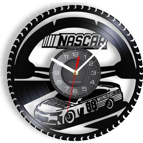Auto Car Racing Vinyl Record Wall Clock Racing Enthusiast Home Decor Artwork Timepieces Sports Car Race Decorative Wall Watch