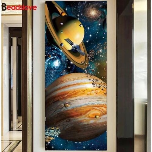 Large diamond painting Planet Space Earth Moon Venus Sun Saturn Wall Art diamond mosaic Modern Picture for Living Room Home Deco