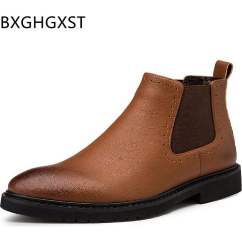Ankle Mens Dress Boots Chelsea Boots Men Coiffeur Brown Dress Leather Shoes Men Boots Genuine Leather Casual Shoes Ayakkab Erkek