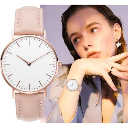 2021 Luxury TOP Brand Watch Women Simple Rose Gold Wristwatch Womens Quartz Watches Ladies Leather Watch Clock Zegarek Damski